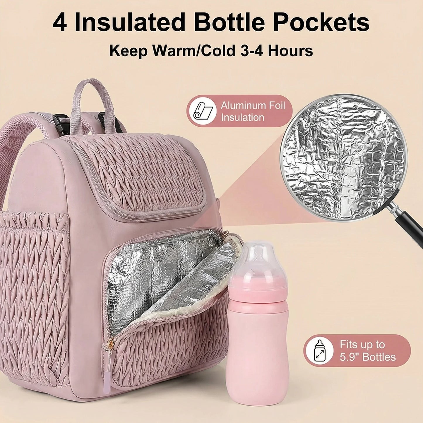 Fashion Mommy Diaper Backpack Large Capacity Baby Care Stroller Hanging Bag Travel Nursing Backpack for Mothers with Organizer