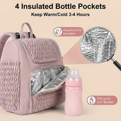 Fashion Mommy Diaper Backpack Large Capacity Baby Care Stroller Hanging Bag Travel Nursing Backpack for Mothers with Organizer