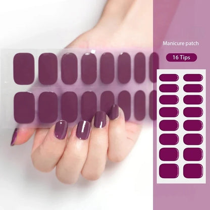 16/22 Tips Semi Cured Gel Nail Stickers for UV Lamp Designer Adhesive Nail Gel Wraps DIY Long-lasting  Nail Decoration