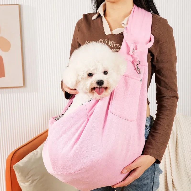 Breathable Pet Sling Carrier Bag for Cats Small Dogs Up to 7.5kg - Portable Single Shoulder Travel Pet Carrier