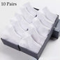 5/10 Pairs Low Cut Men Socks Solid Color Black White Breathable Cotton Socks Male Sport Businessmen Short Socks