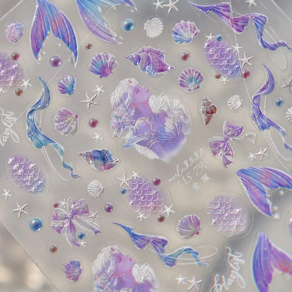 Colorful Water Bubble 5D Nail Art Stickers Goldfish Koi carp Dreamy Polarized Dreamlike Self Adhesive Delicate Manicure Decals