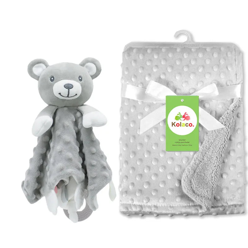 Custom Name Baby Blanket Personalized Baby Shower Gift Soft Minky Dot 2-in-1 Blanket & Lovey Set for Boys Girls