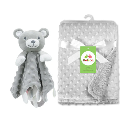 Custom Name Baby Blanket Personalized Baby Shower Gift Soft Minky Dot 2-in-1 Blanket & Lovey Set for Boys Girls