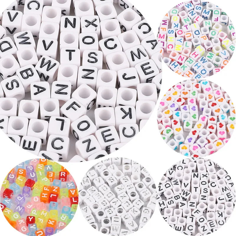 Hot! 100Pcs/Lot 6mm Mixed Many Kinds Acrylic Cube Square Number&Alphabet Letter Beads for Bracelet Necklace Jewelry Making DIY