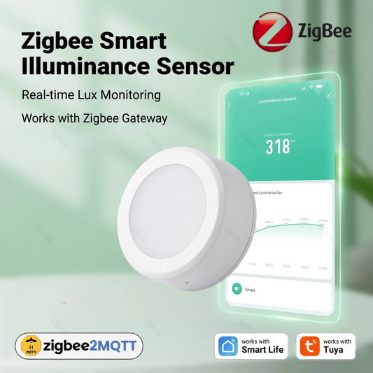 Zigbee Smart Light Sensor Illumiance Detector Real-Time LUX Brightness Monitoring Smart Home Automation For TUYA Smart Life Z2M