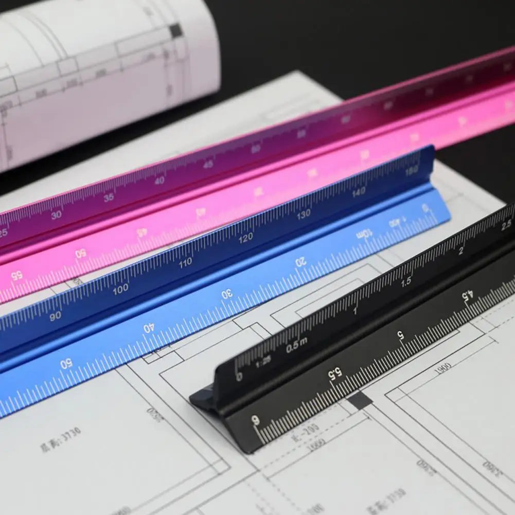 Aluminum Alloy Engineering Scale Ruler High Precision Triangular Architectural Drafting Tool Scale Bar Drafting Supplies