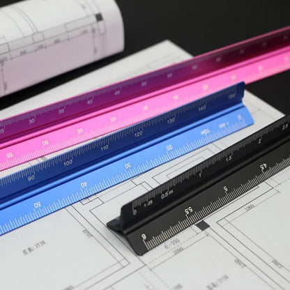 Aluminum Alloy Engineering Scale Ruler High Precision Triangular Architectural Drafting Tool Scale Bar Drafting Supplies