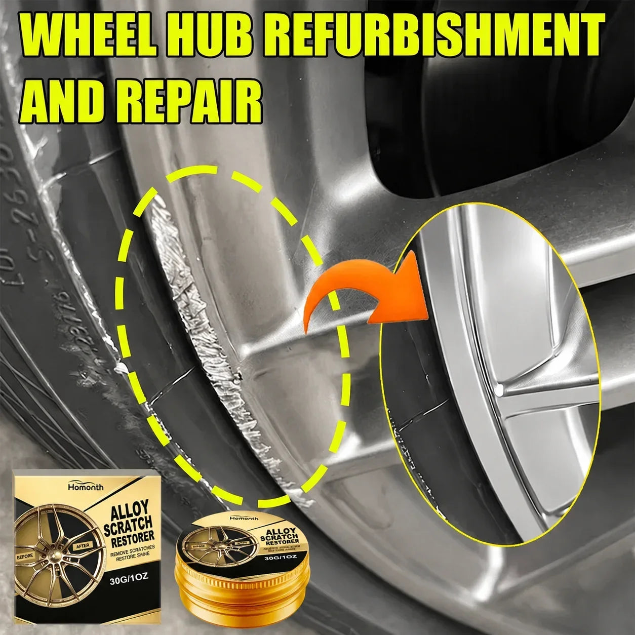 Car Wheel Rim Scratch Repair Paste Aluminum Alloy Hub Surface Restorer Auto Wheel Refinish Touch‑Up Fill Repair Dope