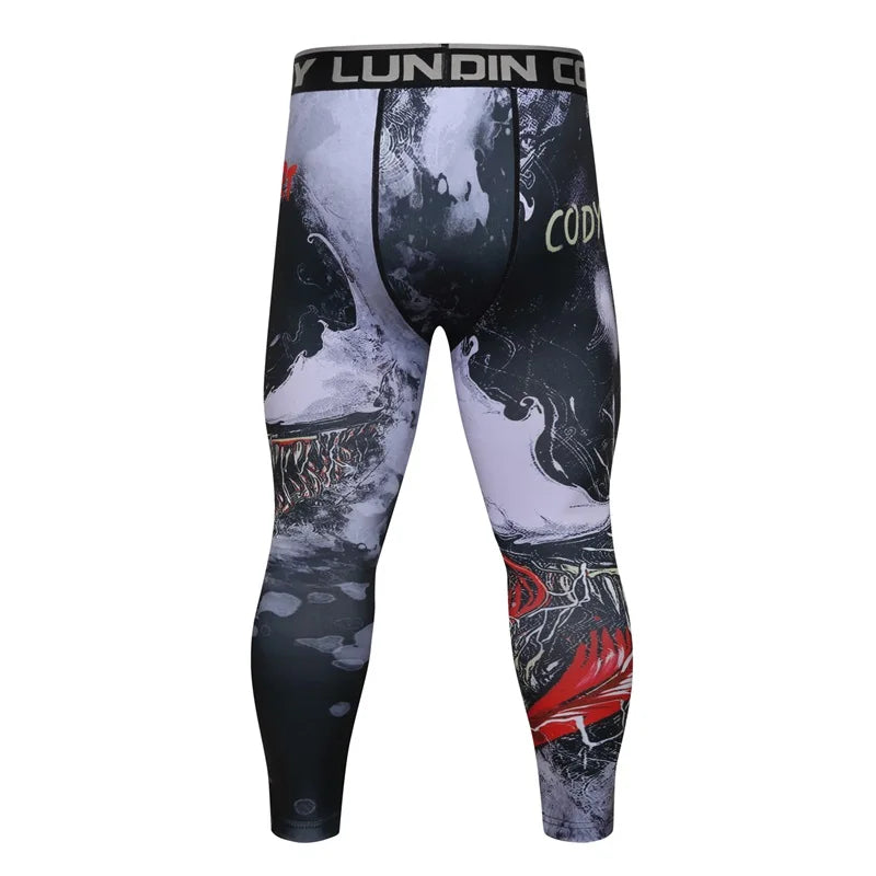 New Men Sports Jiu Jitsu BJJ Suit Gym Fitness Compression Clothes Running Jogging Sport Wear Exercise Workout Rashguard Tights