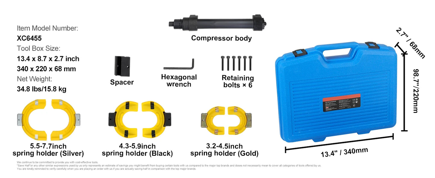 SucceBuy Strut Spring Compressor Macpherson Strut Spring Compressor Kit Interchangeable Fork Strut Coil Extractoror Remover Tool
