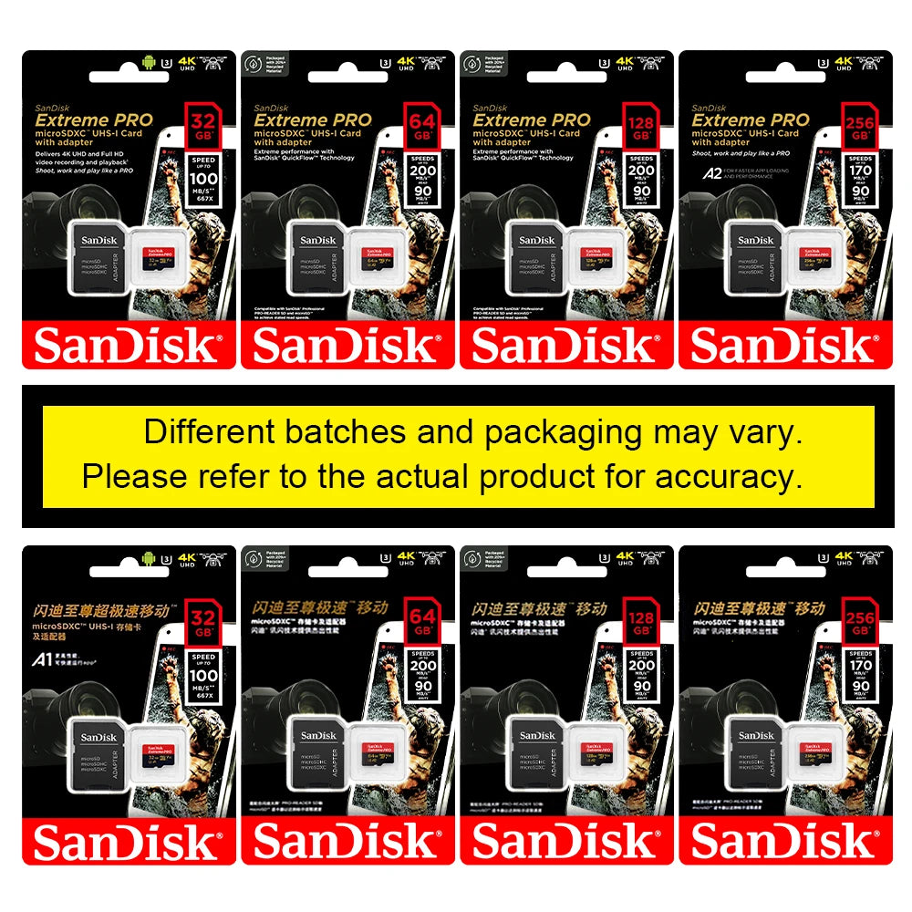 Original Sandisk Memory Card 256GB 128GB 64GB 32GB TF Micro SD Card Class 10 UHS-1 Flash Card Memory MicroSD for Smartphone PC