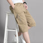 Mens Cargo Shorts Knee Pants Zipper Pocket Summer Cotton Shorts Climbing Jogger Elastic Waist Sports Wear