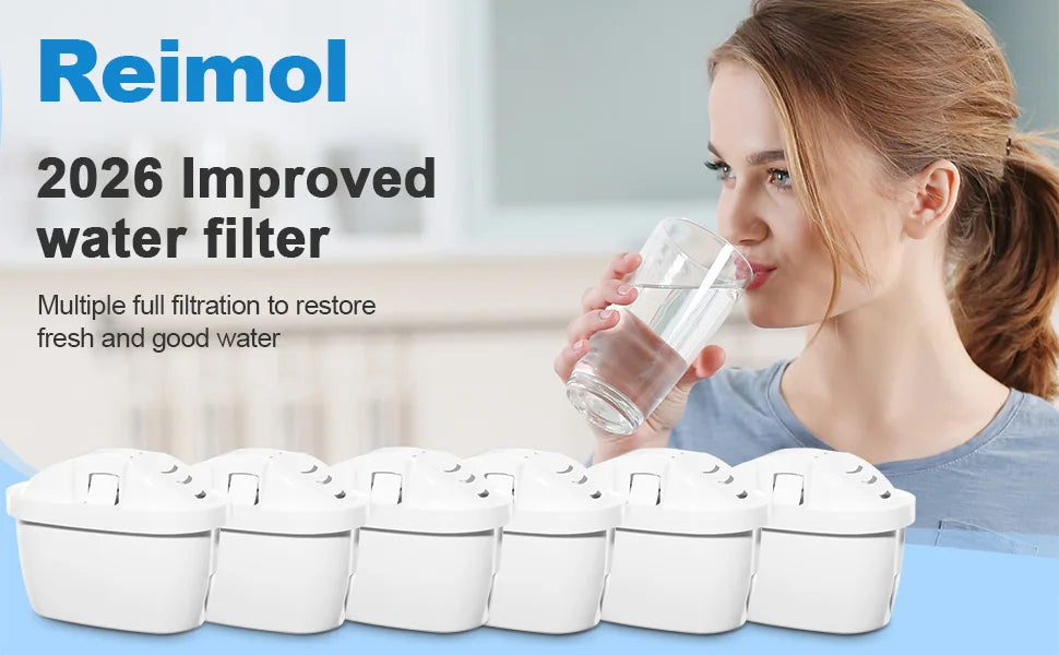Reimol 12-Pack Replacement Water Filter Cartridges Compatible with BRITA MAXTRA+ and MAXTRA Pro, Fits BRITA Jugs and Kettles