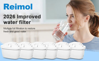Reimol 12-Pack Replacement Water Filter Cartridges Compatible with BRITA MAXTRA+ and MAXTRA Pro, Fits BRITA Jugs and Kettles
