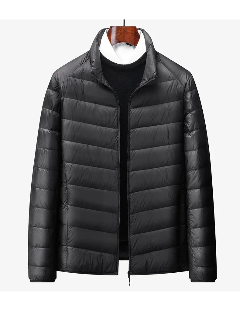 Men's Stand-Collar Hooded Lightweight Down Jacket for Winter - 90% Duck Down, Sporty, Warm & Versatile (Couple Style Available)