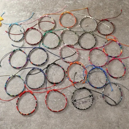 24pcs Bohemian 2 Style Woven Bracelets Set, Random Colorful Cloth Art Friendship Surf Bracelet For Men Women