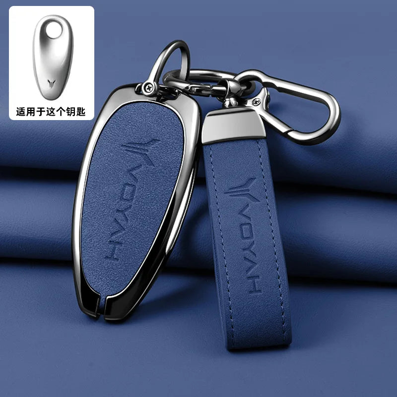 Car Interior Accessories Zinc Alloy Leather Key Case Cover Holder Chain For Voyah Free I-Land Dreamer PHEV Luxury Protective