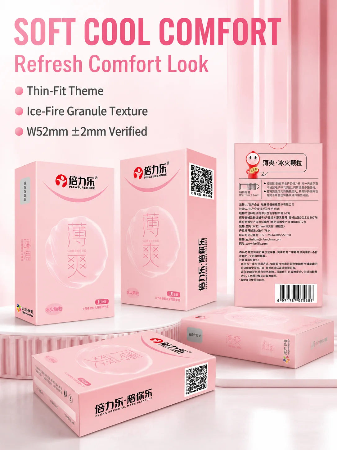 Hot & Cool Sensation Condoms 520 Bouncing Dots Natural Latex Lubricated 10pcs-50pcs Men Extra Stimulation Silky Touch Beilile