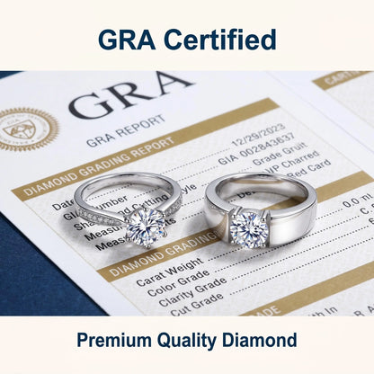 Moissanite Couple Ring For Women Man 925 Silver Stone Match Dia Wedding Band Bride S Sterling Silver White Gold 2.00ct