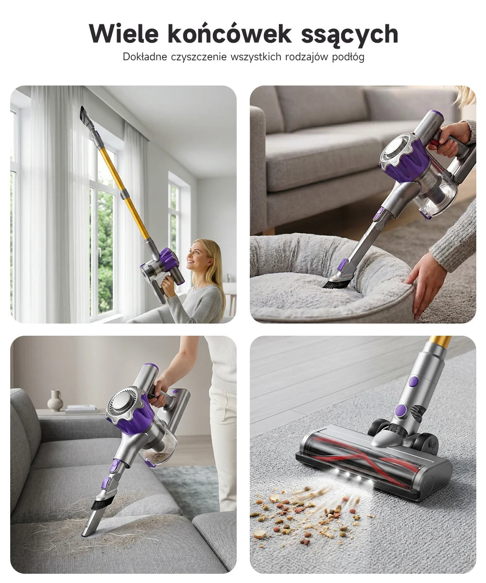 Tdyon Cordless Vacuum Cleaner, 50000Pa Suction 500W Motor Vacuum with LED Display, 50 Mins Runtime Auto Mode & Anti‑Tangling Brush for Carpet Hard Floor