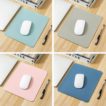 Simple Solid Color PU Leather Mouse Mat Anti Slip Waterproof Mouse Pad School Family Supplies Desk Set For Laptops PC Computer