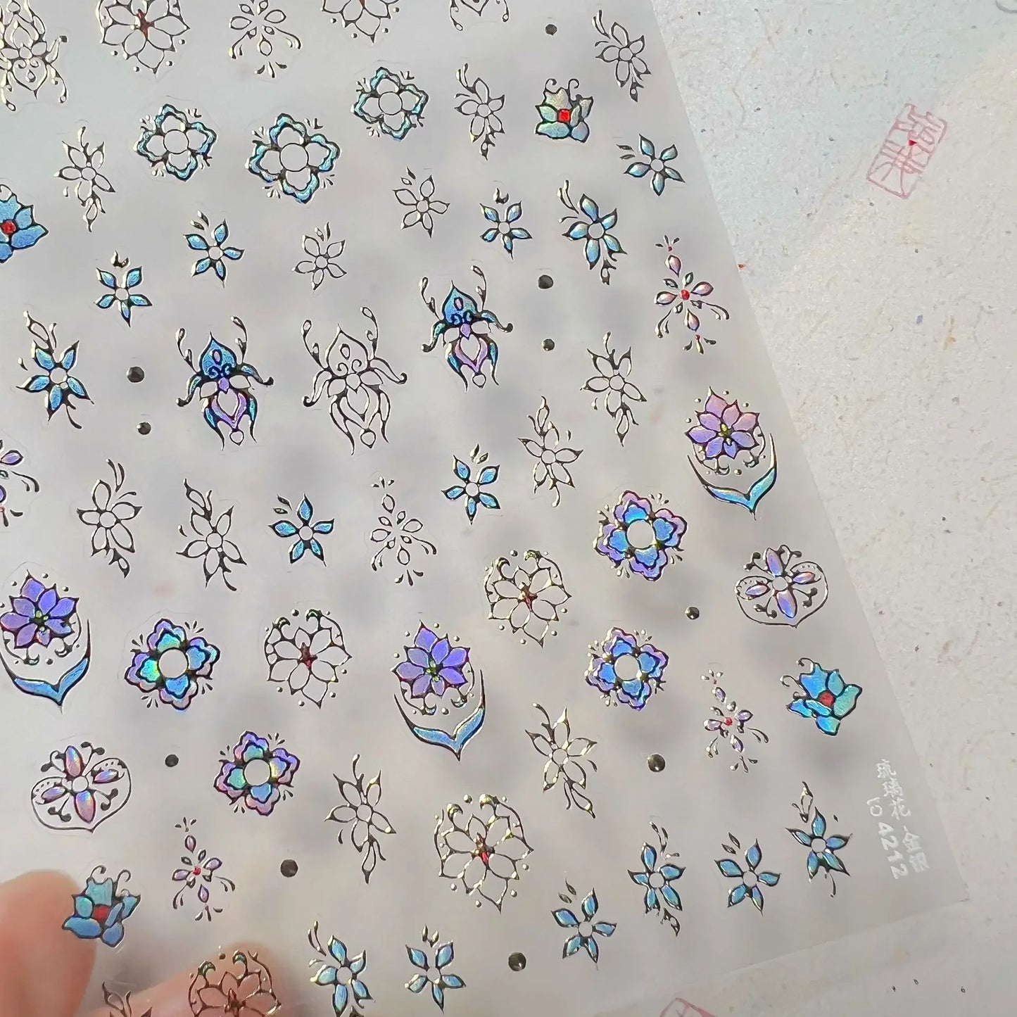 Bohemian Pattern Colorful Love Heart Moon Pearl Crystal Rhinestone 5D Nail Art Sticker Self Adhesive Decoration Manicure Decal