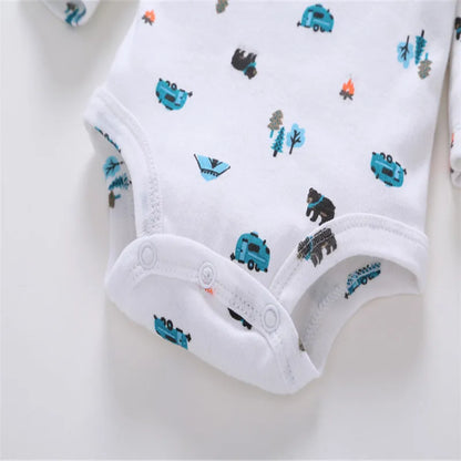 Lovely Baby Boy bodysuits 3Pcs/sets Long Sleeved Clothes PP Pant Cotton Infant Sporty Girl Short Sleeved Bodysuits