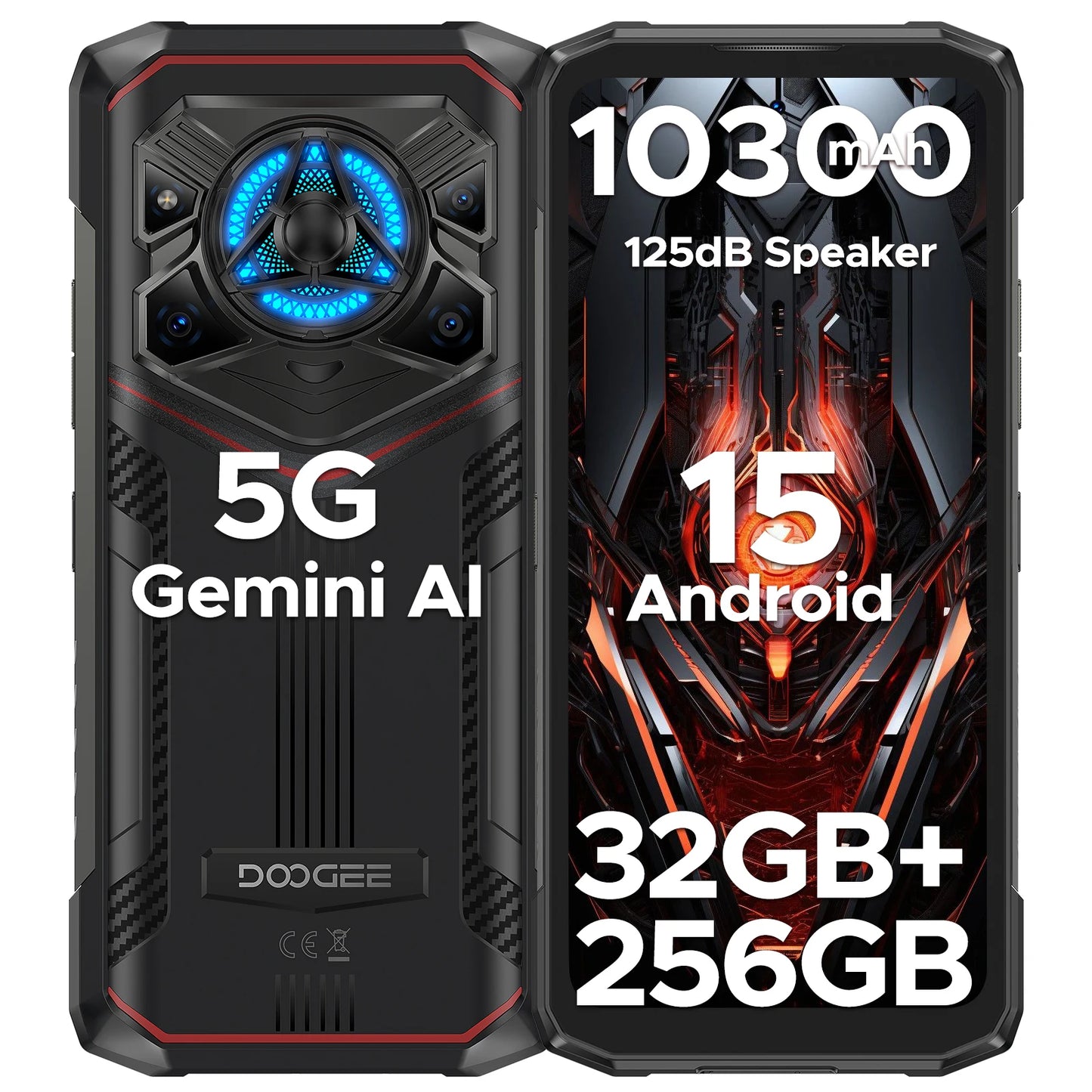 Global Version DOOGEE Blade20 Play 5G Rugged Phone 6.6'' Gemini Al 125dB Speaker 10300mAh Battery NFC Android 15 Mobile Phone