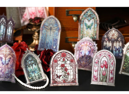 10pcs Flowers Window Sticker PET Materials Collage Junk Journal DIY Scrapbooking Supplies Aesthetics Decor Sticker