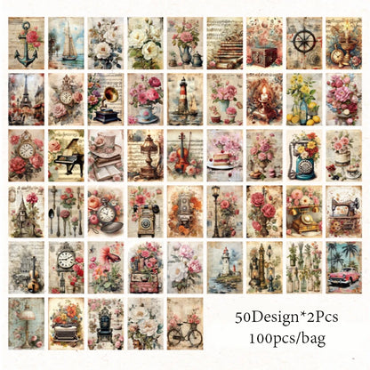 Mr. Paper 4 styles 100pcs/pack garden whisper series material book DIY handbook bottoming paper decoration