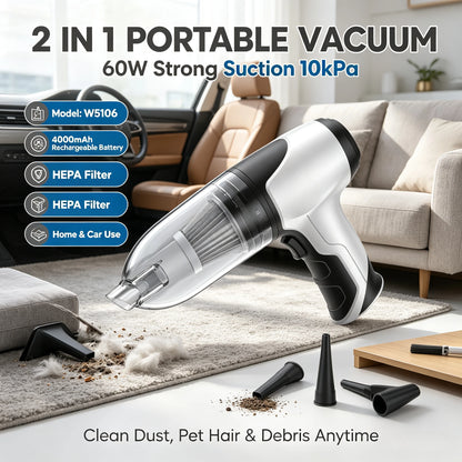 Wireless Handheld Mini Car Vacuum Cleaner USB Charging Battery Wet & Dry Dual Use Portable Cleaner For Car Household