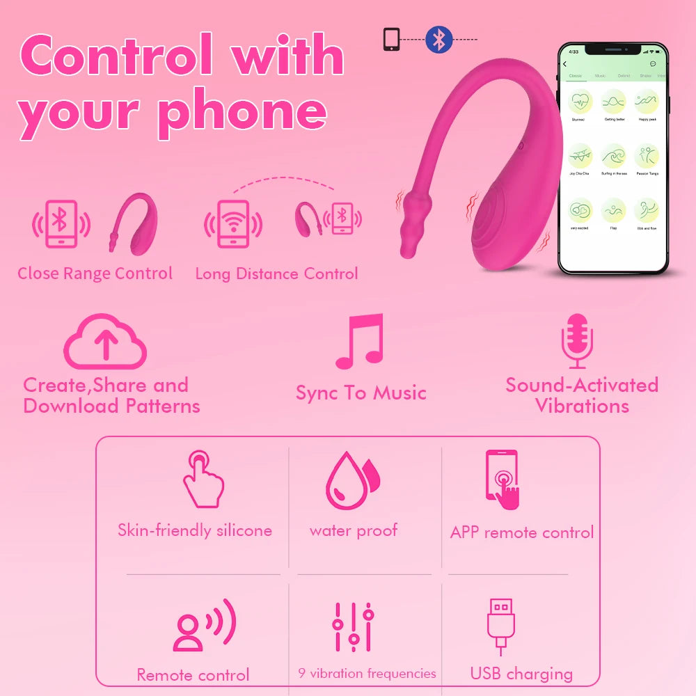 APP Remote Control with 9 mode Wearable Underwear Egg Vibrator for Female male Stimulator, Adult sex toy Couple Sex toy Games