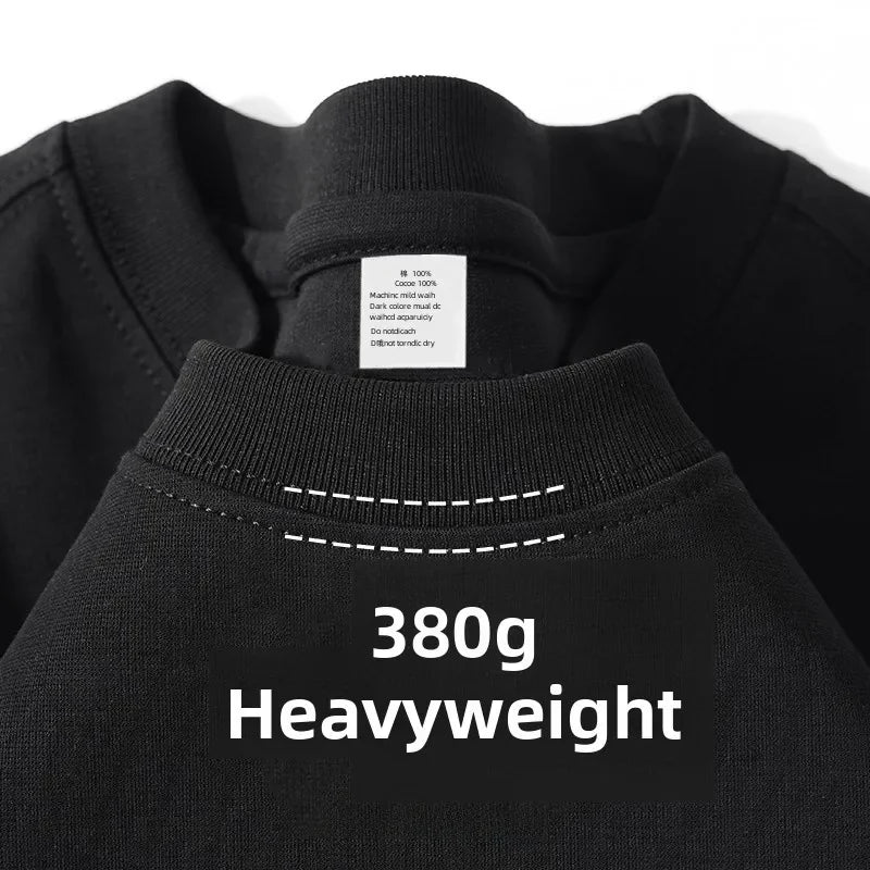 300g Cotton T Shirts Men Short Sleeved Heavyweight Summer Round Neck Loose Breathable Shirt for Men Women Basic Tee