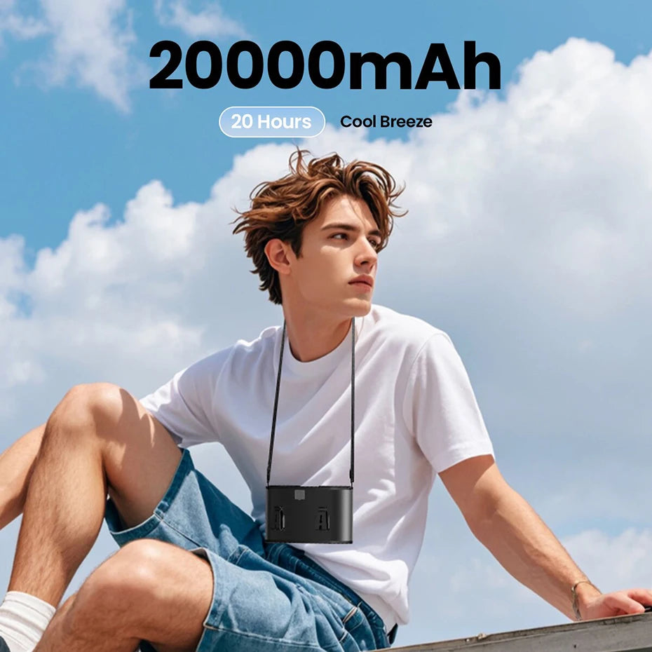 coldSky Portable Waist Fan Upgraded 10 Speeds Personal Fan 20000mAh Rechargeable Desk Fans with LED Display for Outdoor Jobsite