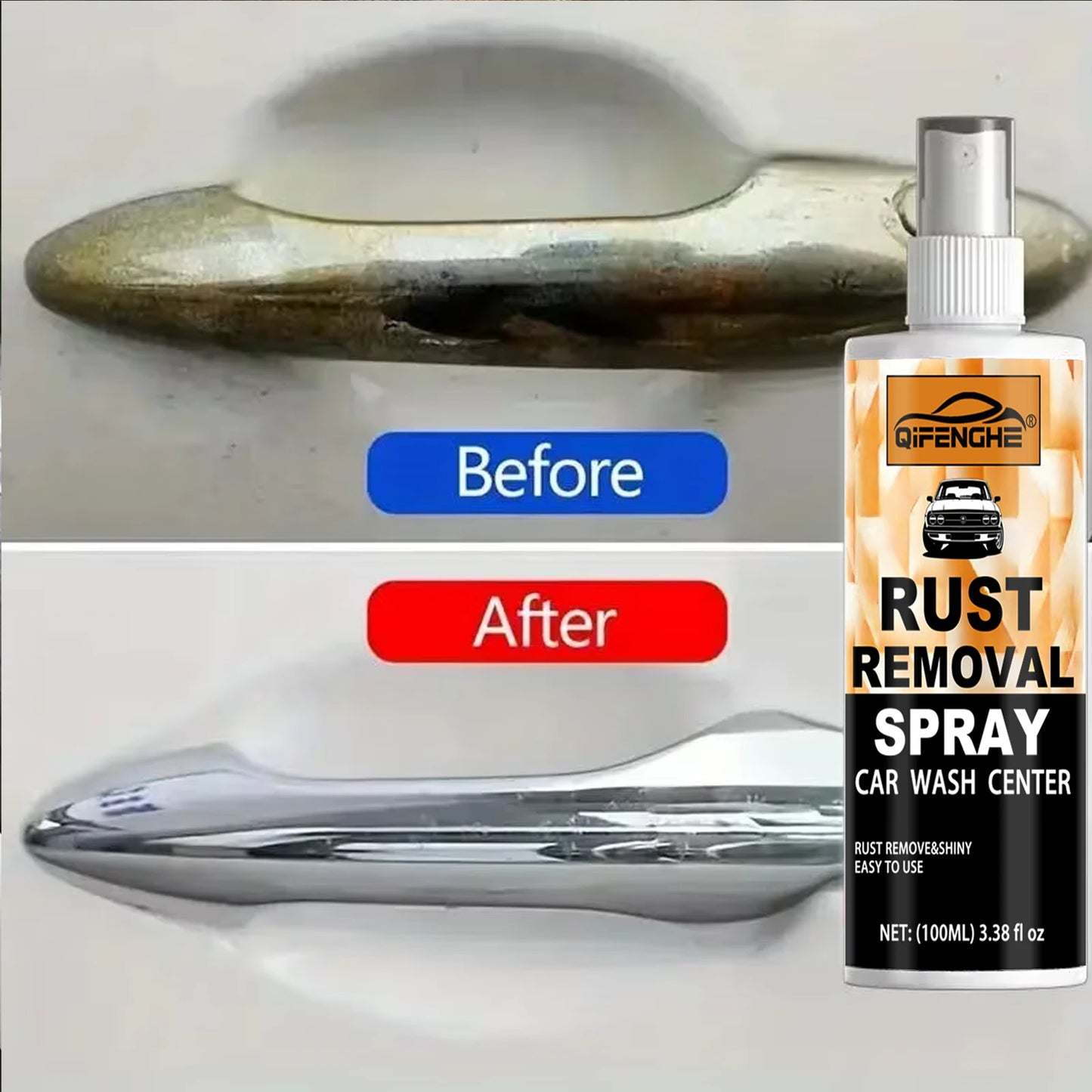 Rust Removal Spray Kit - Car Rust Remover & Shine Restorer, Easy to Use, Auto Metal Surface Rust Cleaner, Car Detailing Accessor