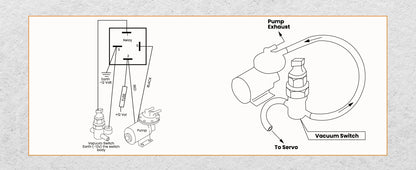 Electrical Vacuum Pump Kit  18" to 22" for Power Brake Booster with  relay vacuum pressure switch/ hose mounting hardware kit.