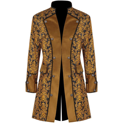 Men Steampunk Coat Tuxedo Medieval Costume Jacket Halloween Retro Renaissance Victorian Party Male Stand Collar Fashion Tailcoat