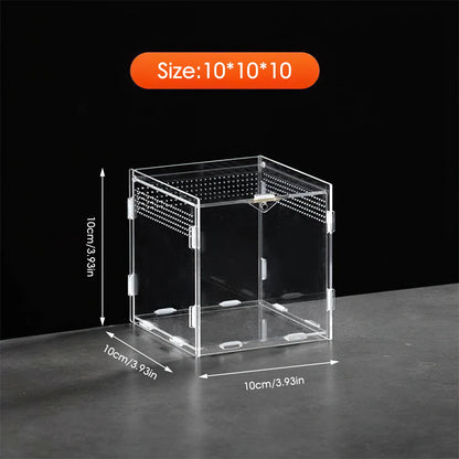 Hermit Crab Reptile Breeding Box Portable Magnetic Absorption Acrylic Transparent Mini Pet Houses For Scorpions Frogs Turtles