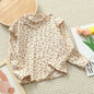 1pcs Autumn Winter Children's T-Shirts Baby Floral Print Tops Kids Round Neck Long Sleeve Base Shirt Girls Tshirts Clothes