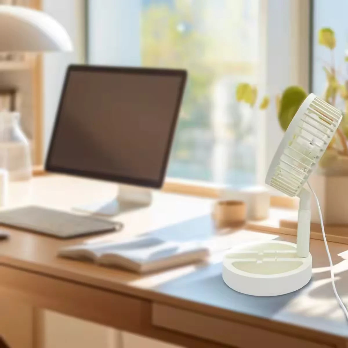 New USB Desk Fan with On/Off Switch Button Quiet Portable Cooling Fan for Office Bedroom Powerful Airflow Easy Control USB Power