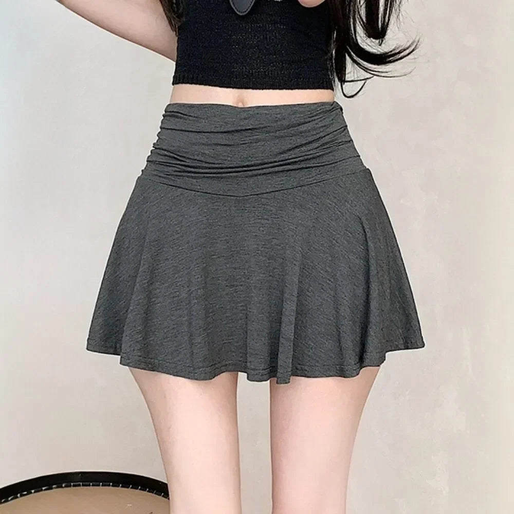 Sweet Flared Mini Skirt Fashion Versatile Black Low-Waisted mini Skirts Girls Tennis Dance Sports Short Skirts Summer Skirts