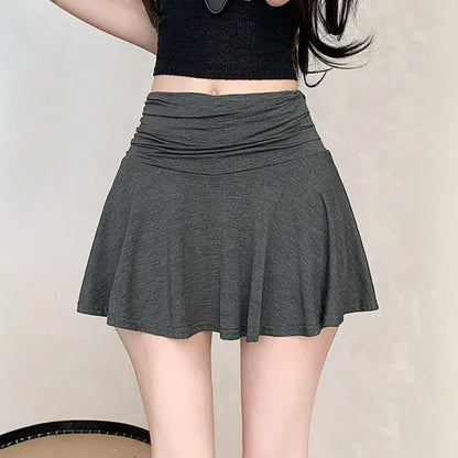 Sweet Flared Mini Skirt Fashion Versatile Black Low-Waisted mini Skirts Girls Tennis Dance Sports Short Skirts Summer Skirts