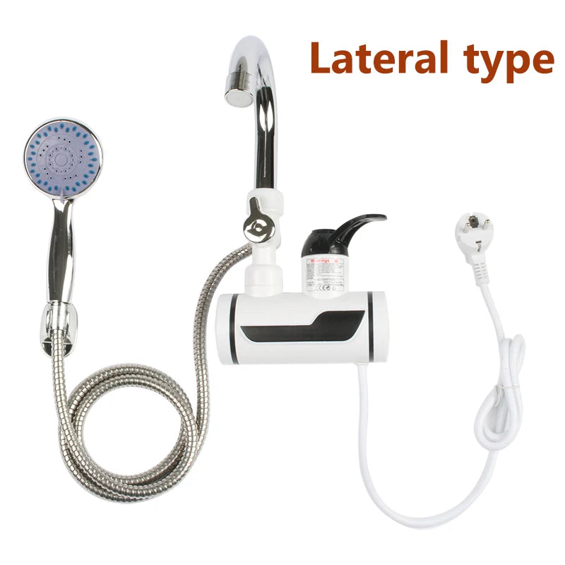 DMWD Electric Instant Hot Water Faucet Stainless Steel Water heater with LED Temperature Display Tankless Tap For Kitchen shower