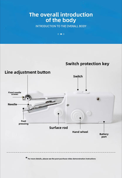 Portable Handheld Electric Sewing Machine Mini Quick Stitch Home Clothes Repair DIY Fabric Sewing Tool for Clothing Crafts