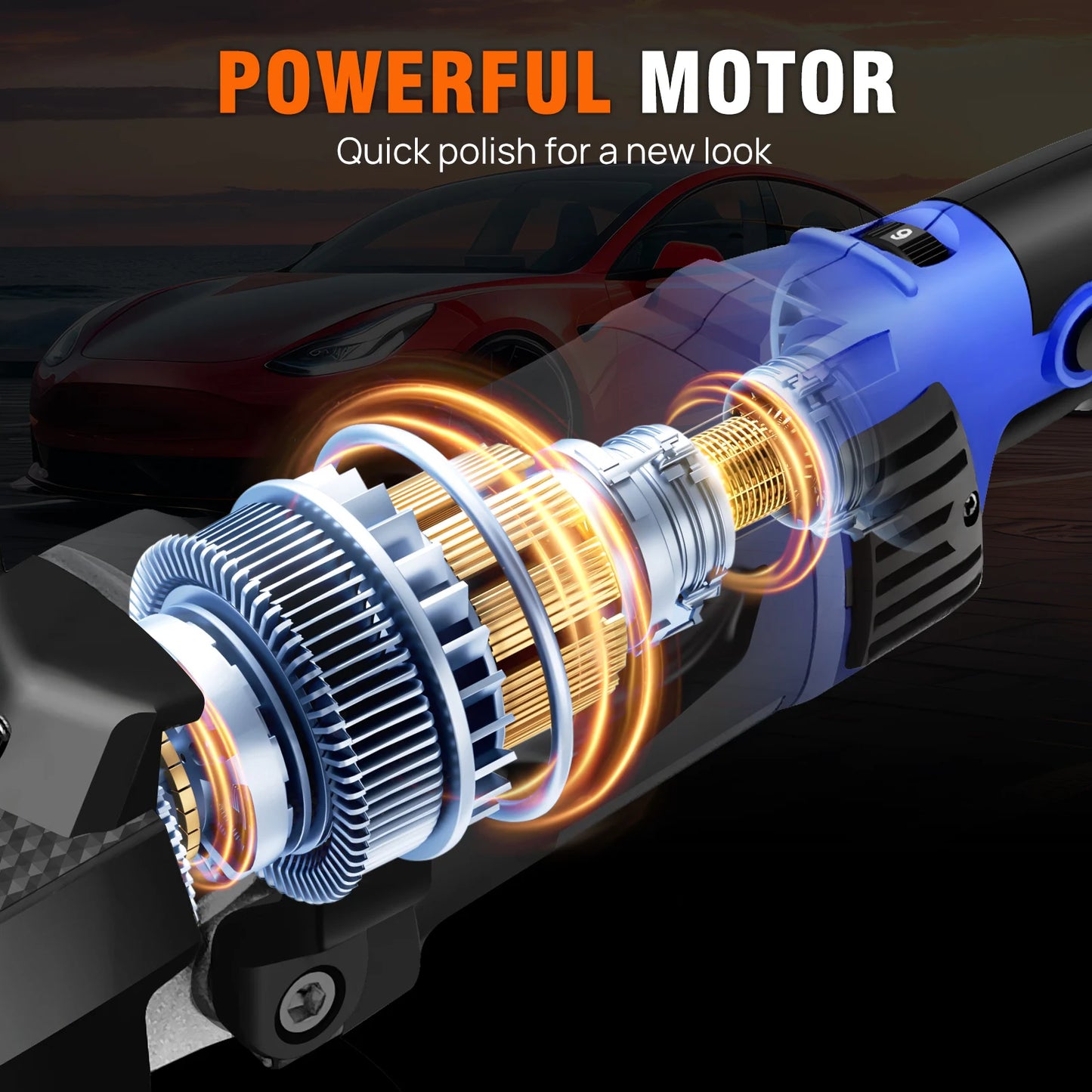 6000W Car Polishers and Buffers, Electric Car Polisher Machine with 6 Variable Speed 150-180mm Buffer Polishing Waxing Machine