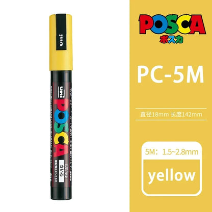 1pcs Japan UNI POSCA Markers PC-1M/3M/5M Acrylic Graffiti Pen Waterproof DIY Stackable Color Art Painting School Supplies