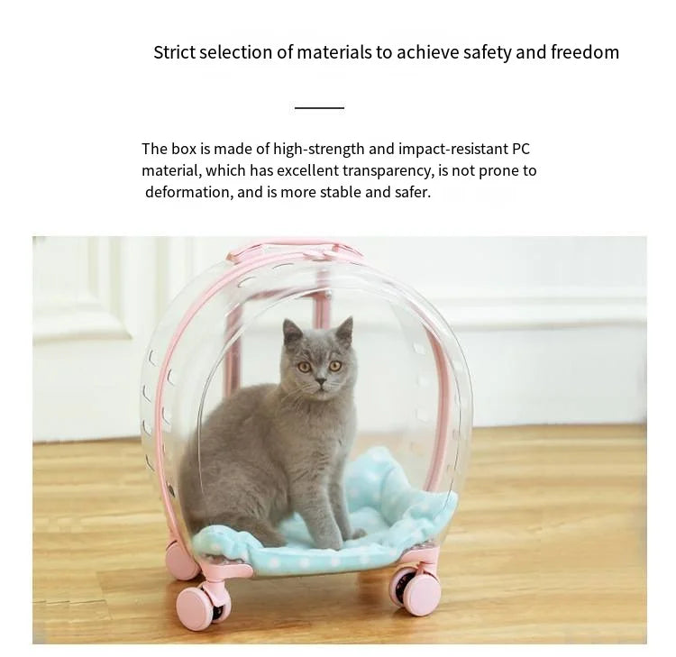 2026 Large Capacity Pet Suitcase for Two Cats Dogs Breathable Clear Wheel Portable Carry-on Luggage Pet Travel Bag