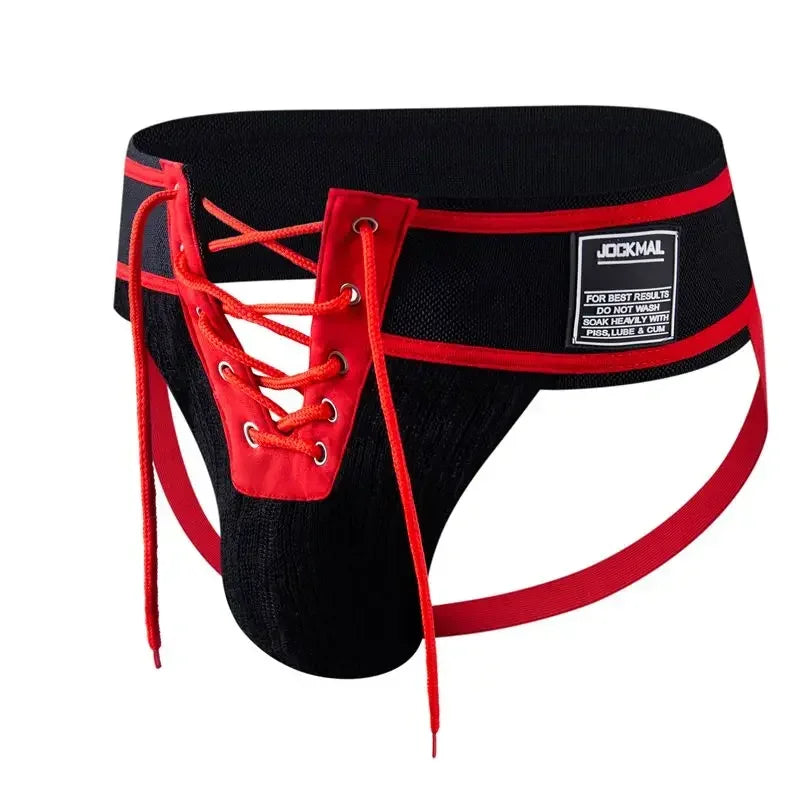 Open Front Men Jockstrap Briefs Athletic Supporter,3" Waistband Detachable Pouch Breathable Workout Sport Underwear Gay Thongs