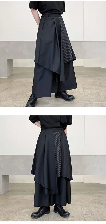 Women Skirts Pants Japaness Gothic Irregular Pants Women High Waist Black Long Pants Skirts Female Pleated Skirts Women Clothing